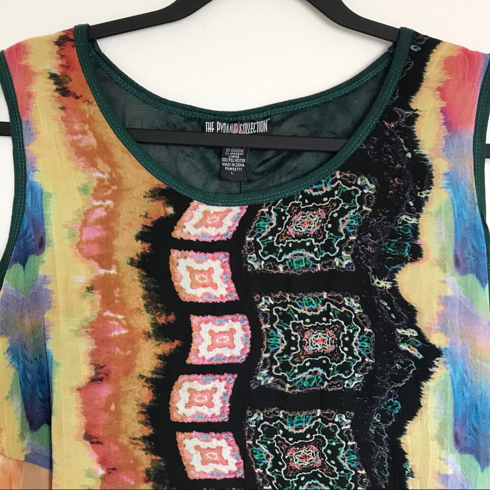 The Pyramid Collection Colorful Boho Dress Size L… - image 2